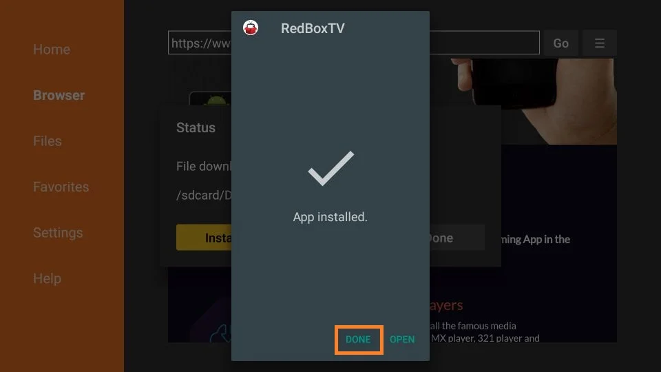 Install RedBox TV on FireStick